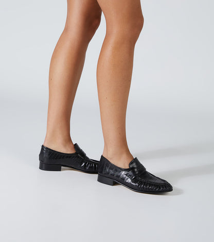 Gatsby Black Anguille Flats | Tony Bianco