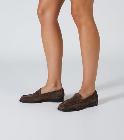 Zoe Espresso Suede Flats | Tony Bianco