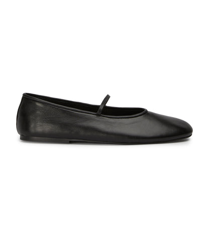 Martinez Black Nappa Flats | Tony Bianco
