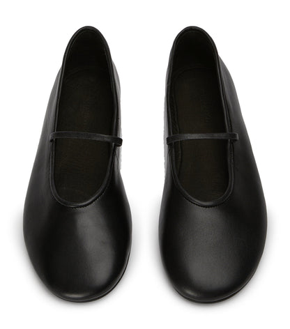 Martinez Black Nappa Flats | Tony Bianco
