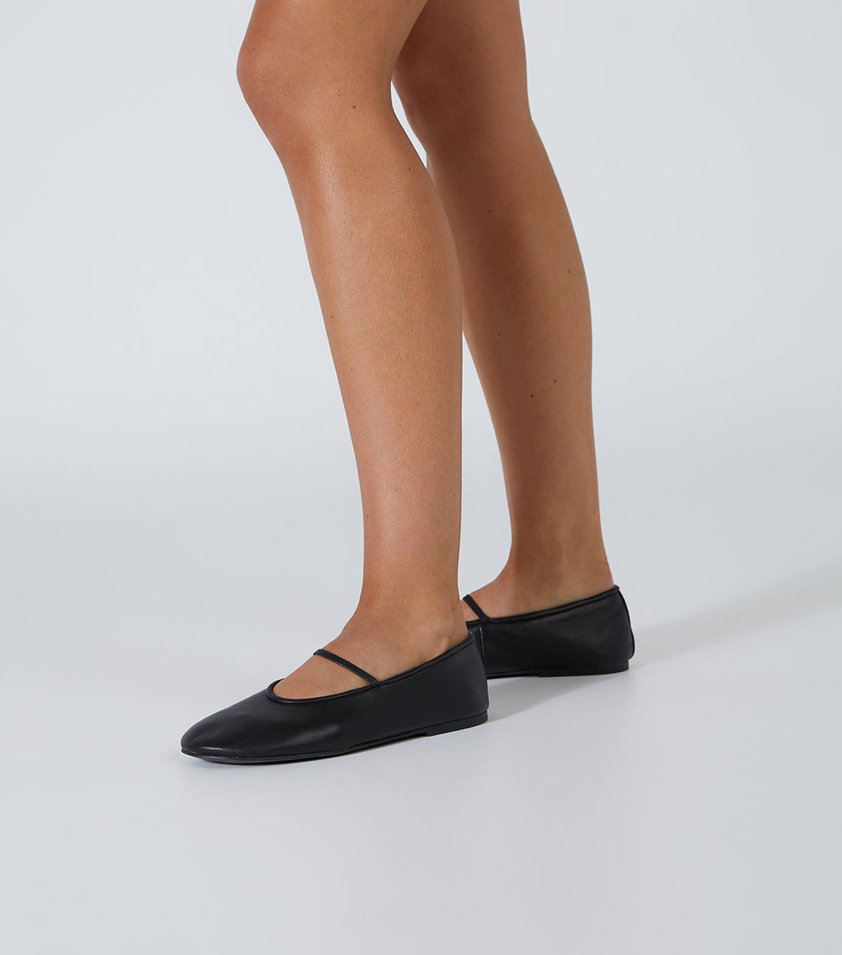 Martinez Black Nappa Flats | Tony Bianco