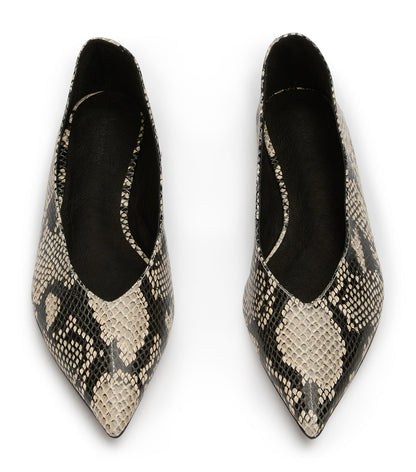 Joop Ecru Snake Flats | Tony Bianco