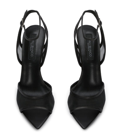 Miley Black Nylon/Black Heels | Tony Bianco