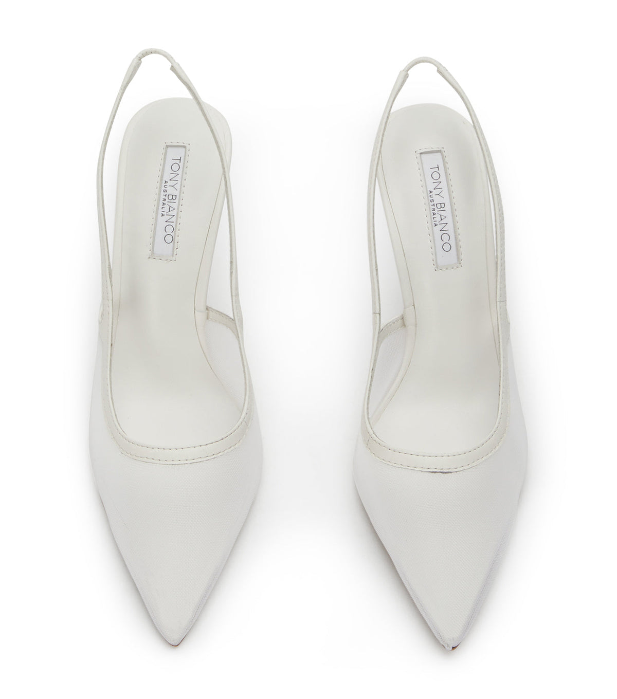 Glide White Nylon Heels | Tony Bianco