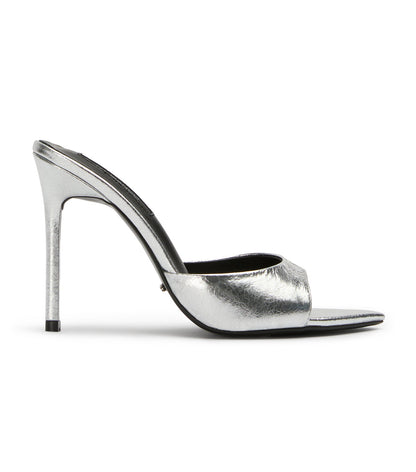 Malibu Silver Vintage Metal Heels | Tony Bianco