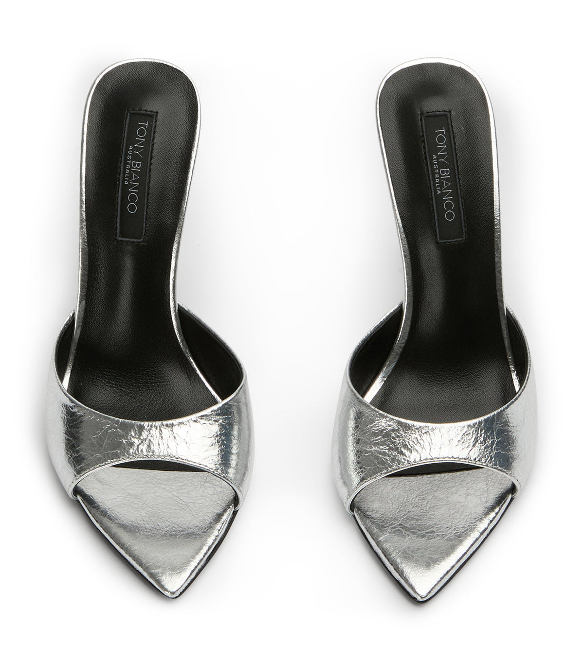 Malibu Silver Vintage Metal Heels | Tony Bianco