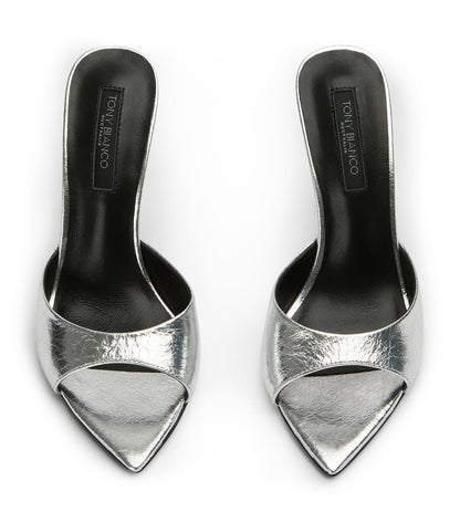 Malibu Silver Vintage Metal Heels | Tony Bianco