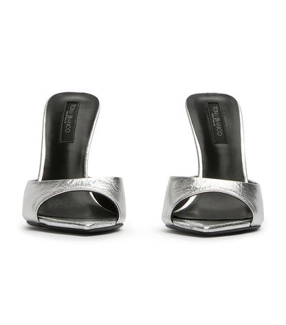Malibu Silver Vintage Metal Heels | Tony Bianco