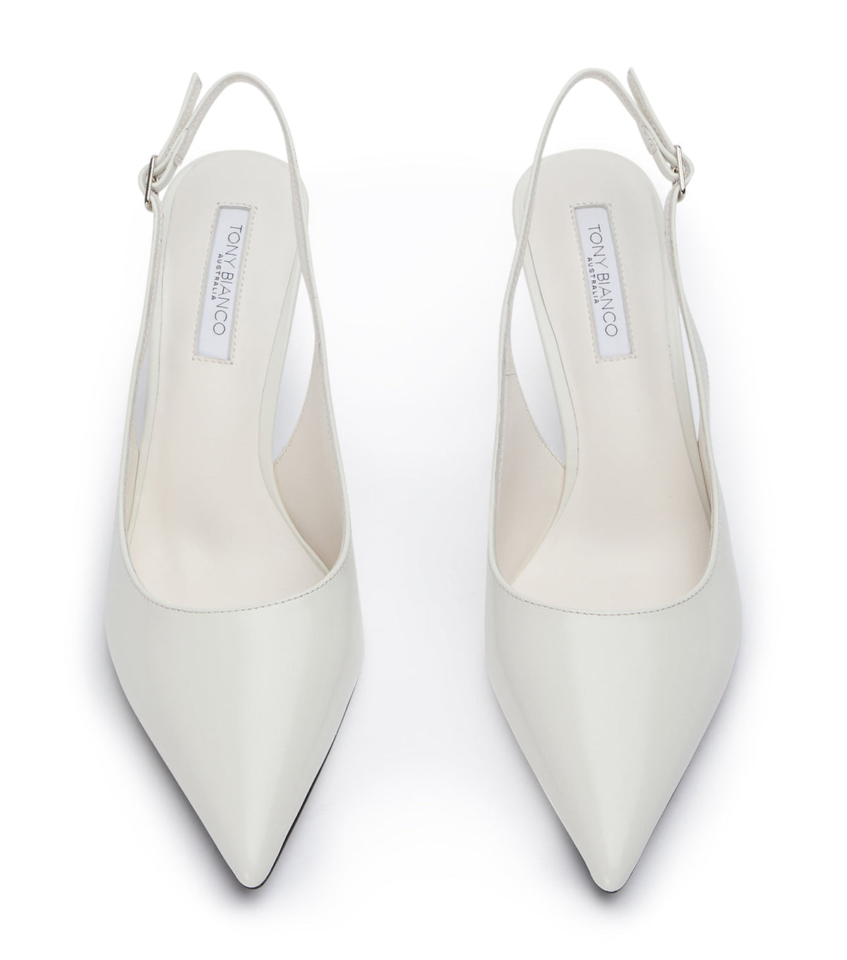 Baz White Hi Shine Heels | Tony Bianco