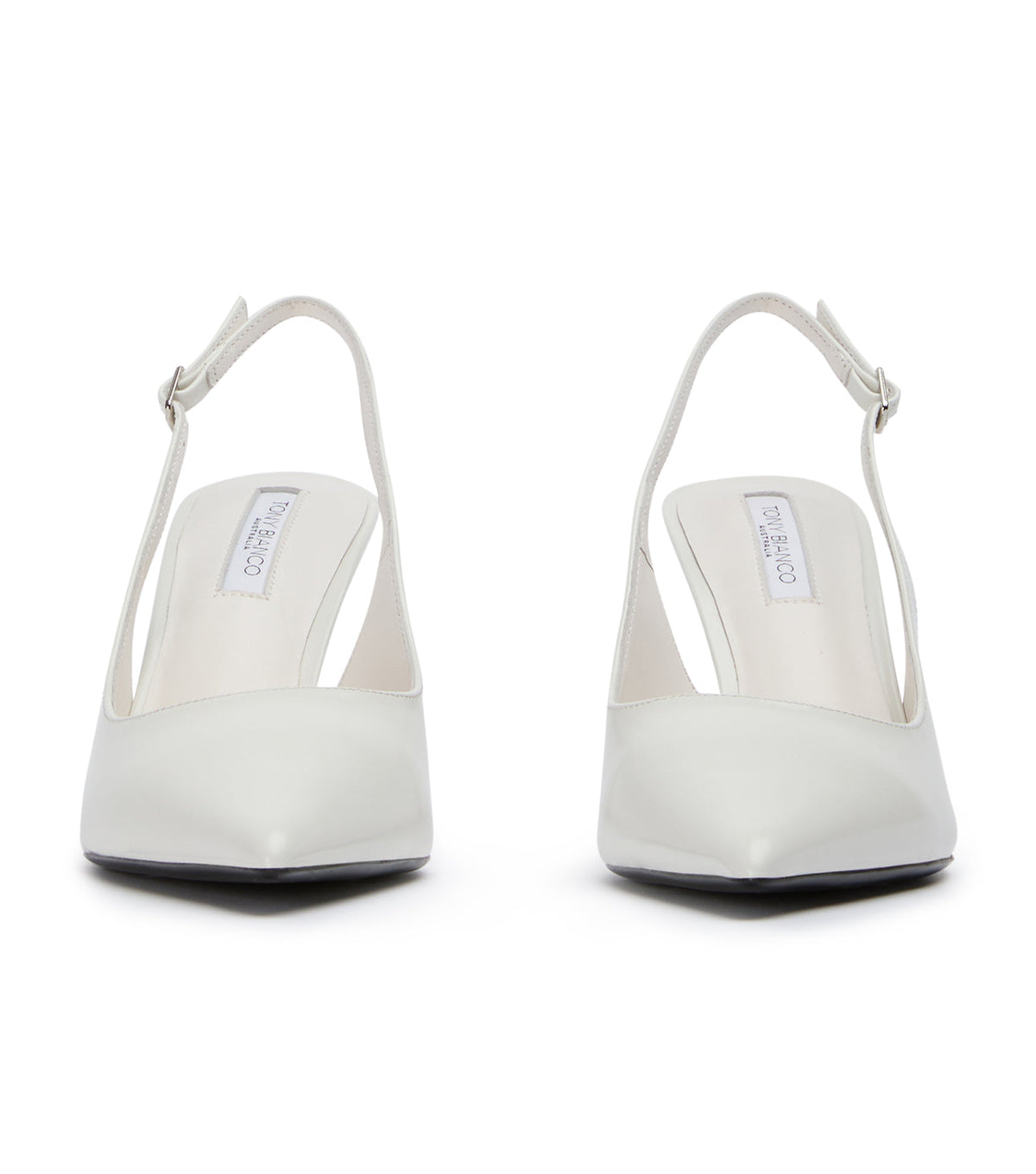 Baz White Hi Shine Heels | Tony Bianco