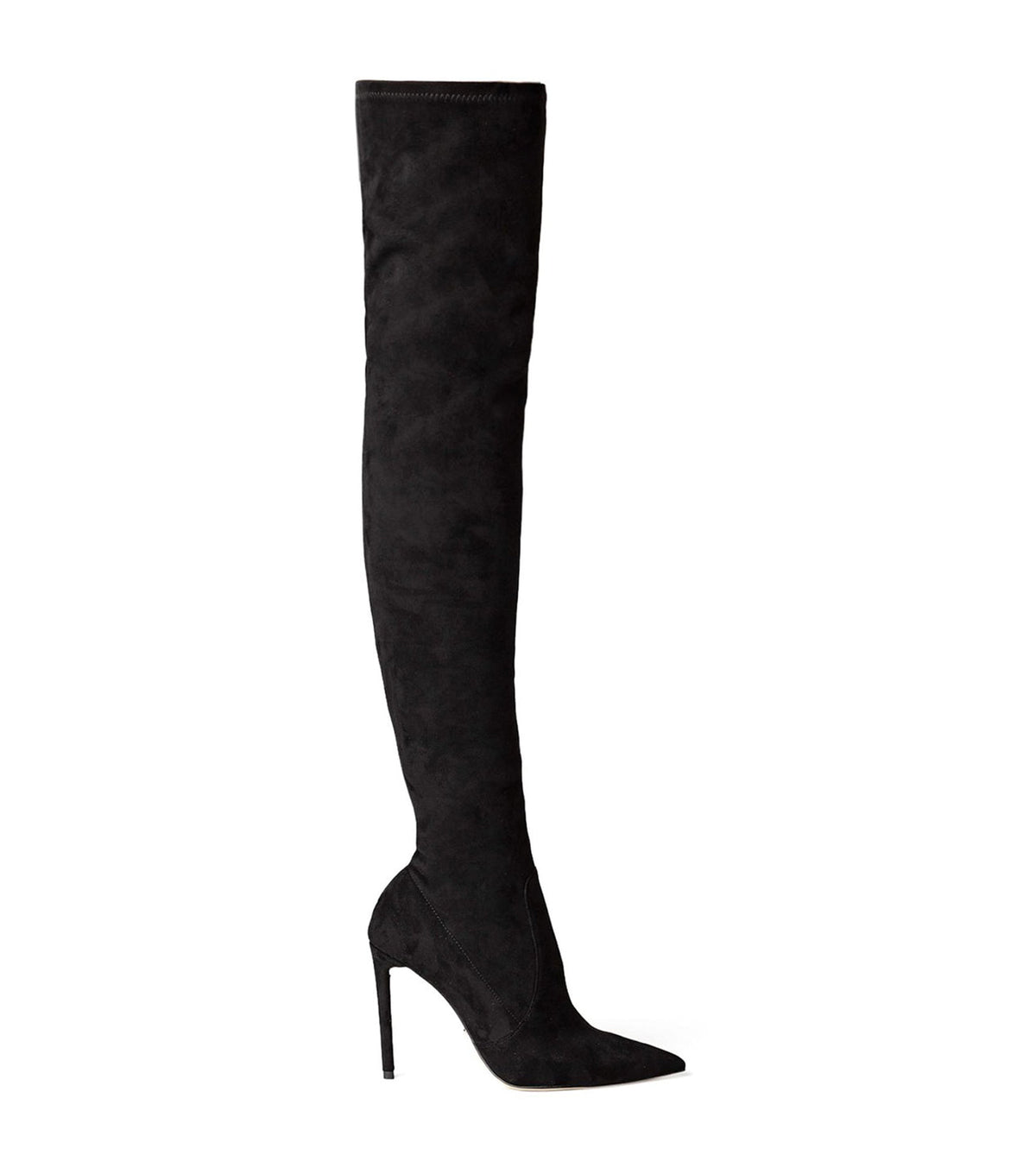 Avah Black Stretch Suede Long Boots | Tony Bianco