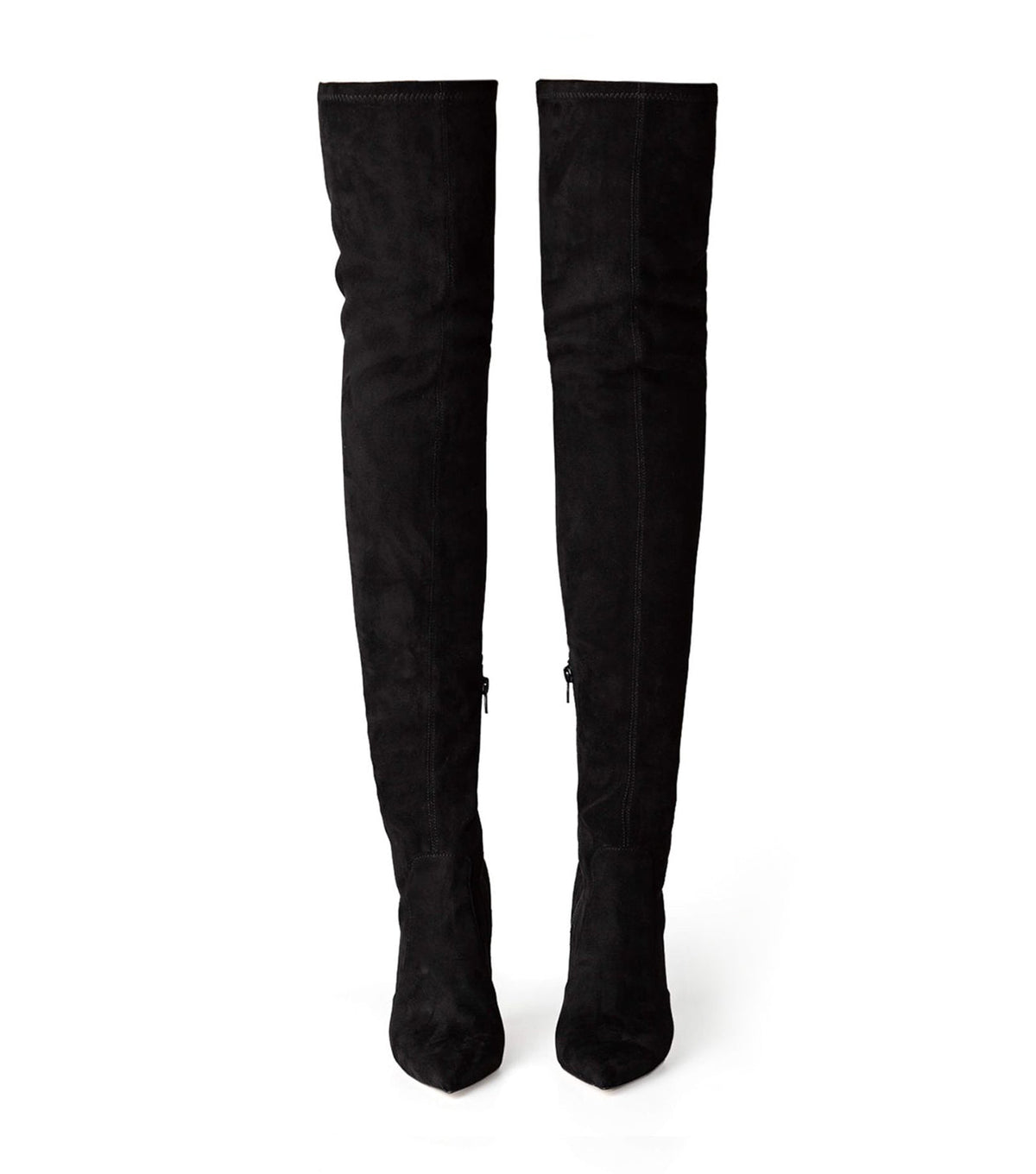 Avah Black Stretch Suede Long Boots | Tony Bianco