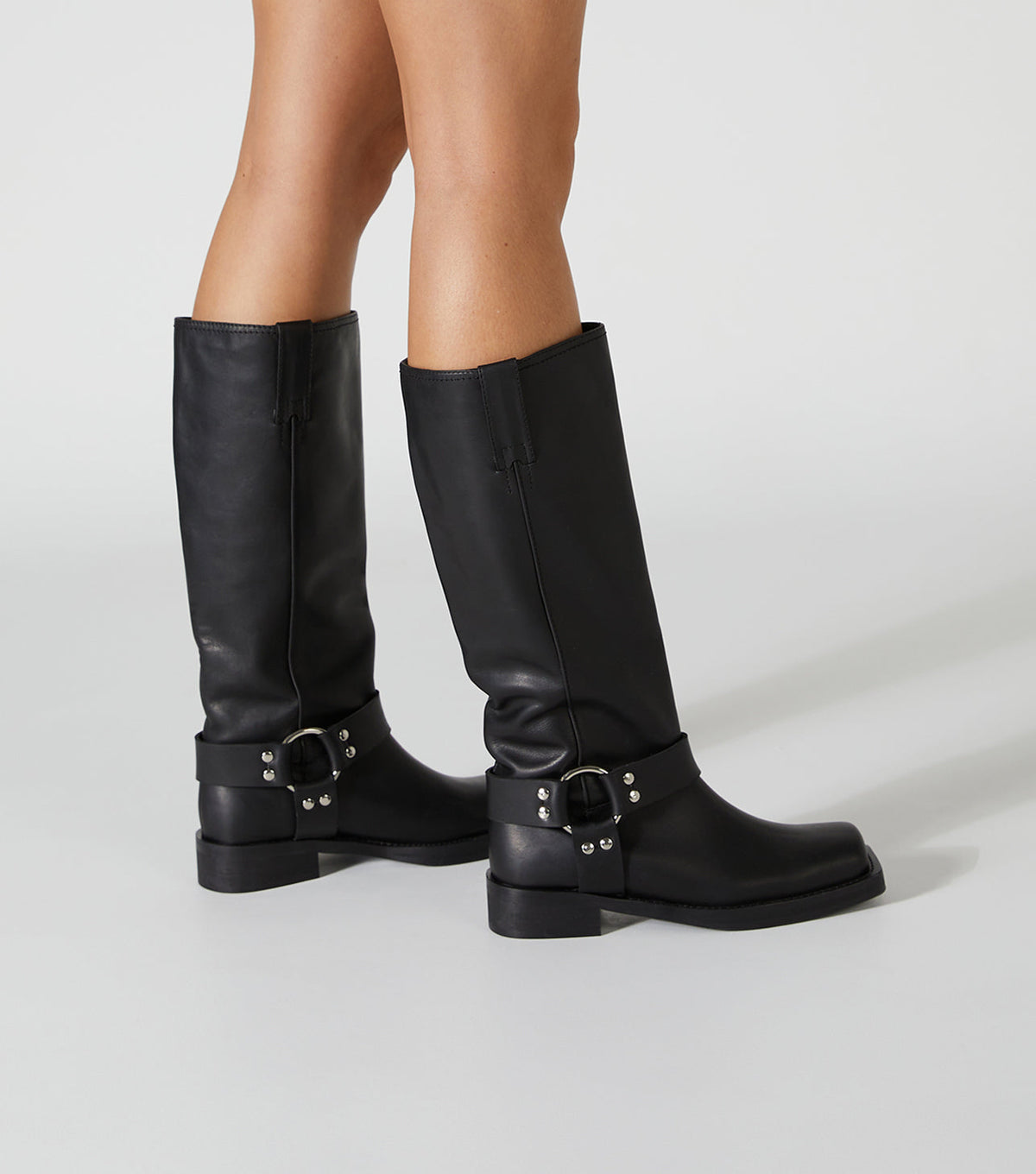 Biker Black Wax Calf Boots | Tony Bianco
