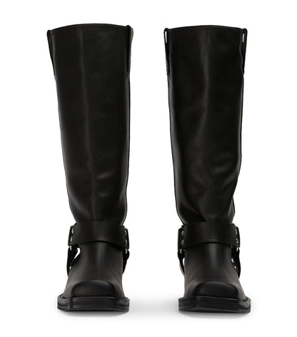 Biker Black Wax Calf Boots | Tony Bianco