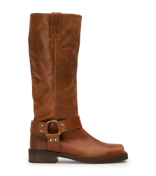 Biker Cognac Calf Boots | Tony Bianco