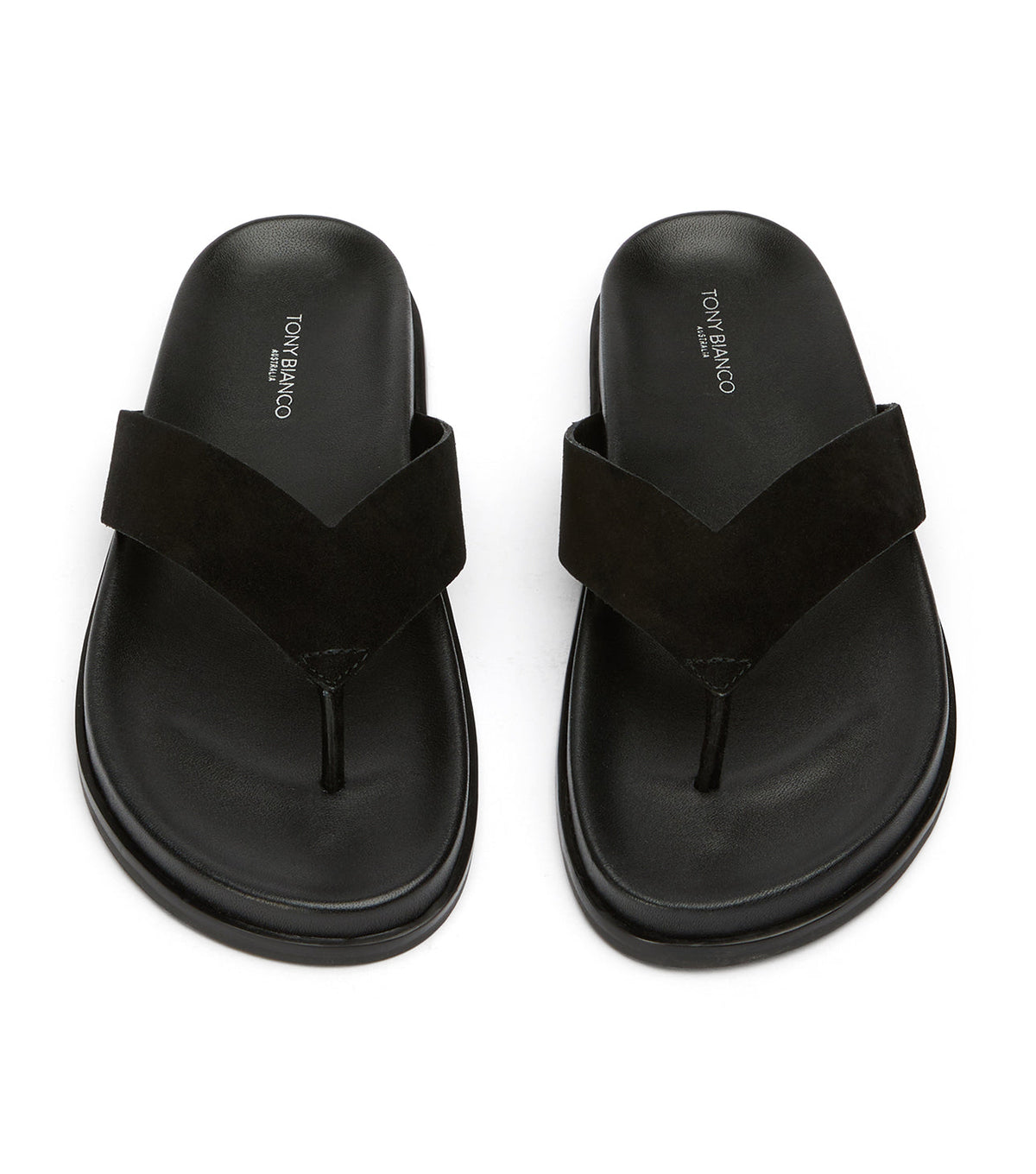 Loop Black Suede Sandals | Tony Bianco