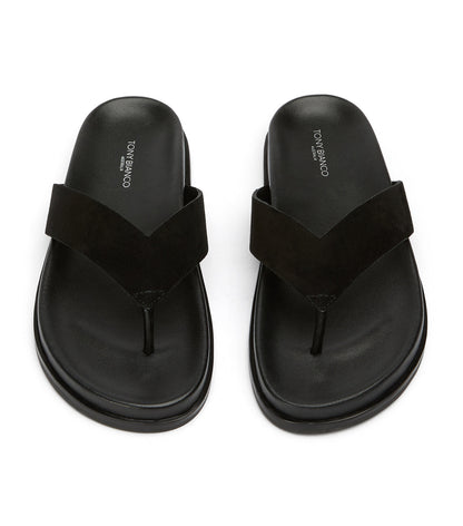 Loop Black Suede Sandals | Tony Bianco