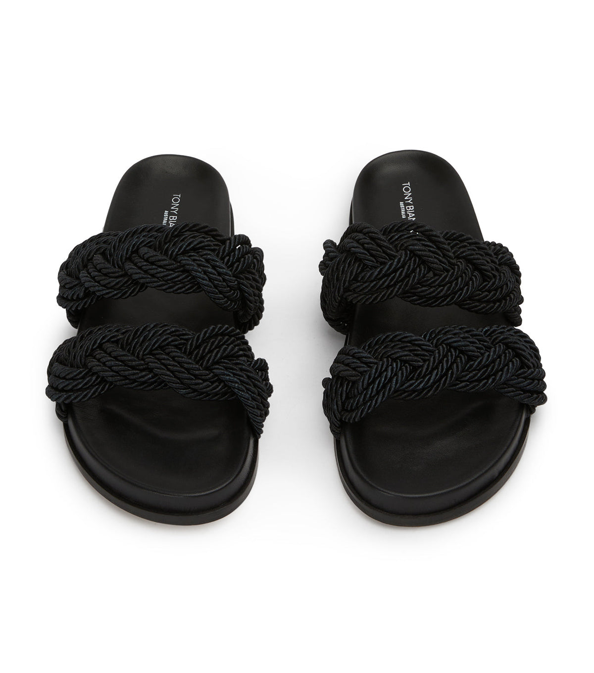 Lucky Black Rope Sandals | Tony Bianco