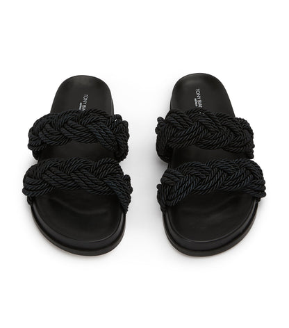 Lucky Black Rope Sandals | Tony Bianco