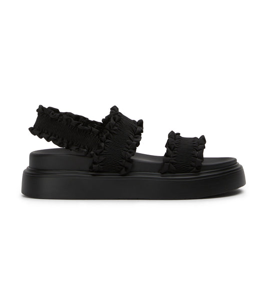 Jerry Black Ruffle Sandals | Tony Bianco