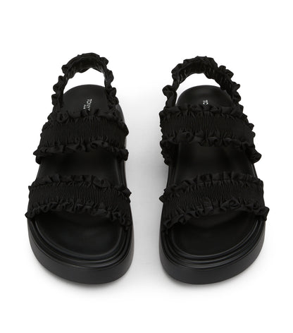 Jerry Black Ruffle Sandals | Tony Bianco