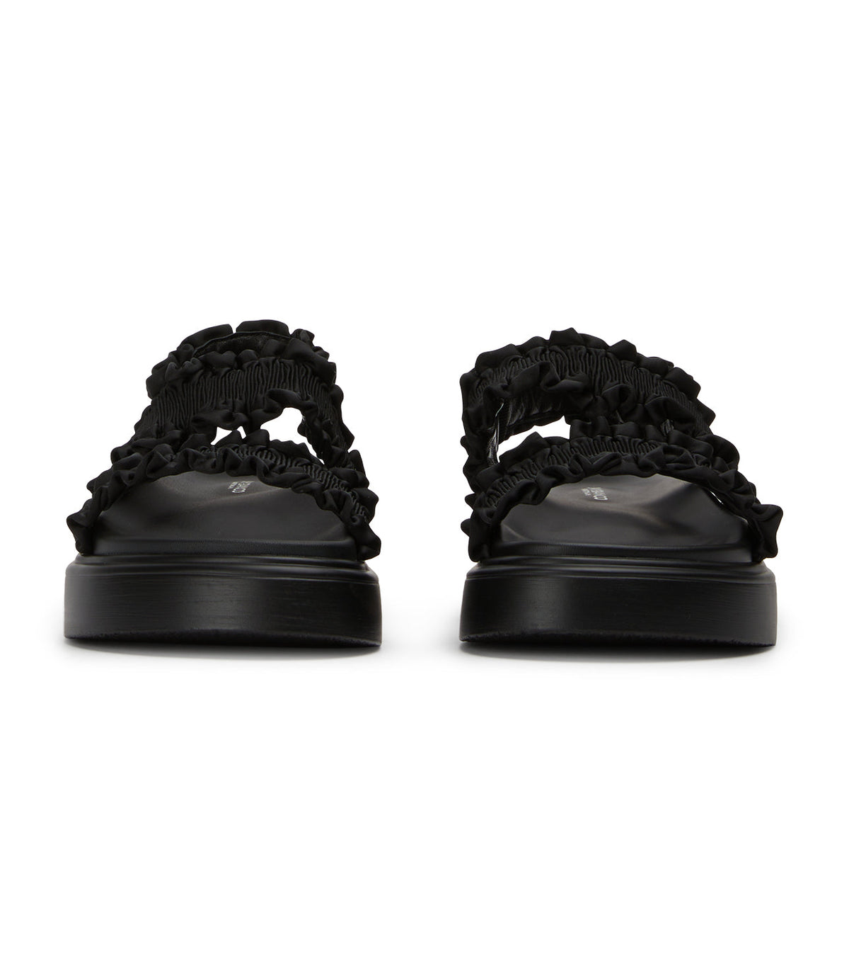 Jerry Black Ruffle Sandals | Tony Bianco