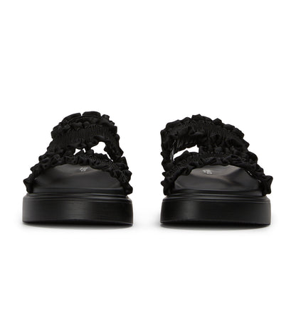Jerry Black Ruffle Sandals | Tony Bianco
