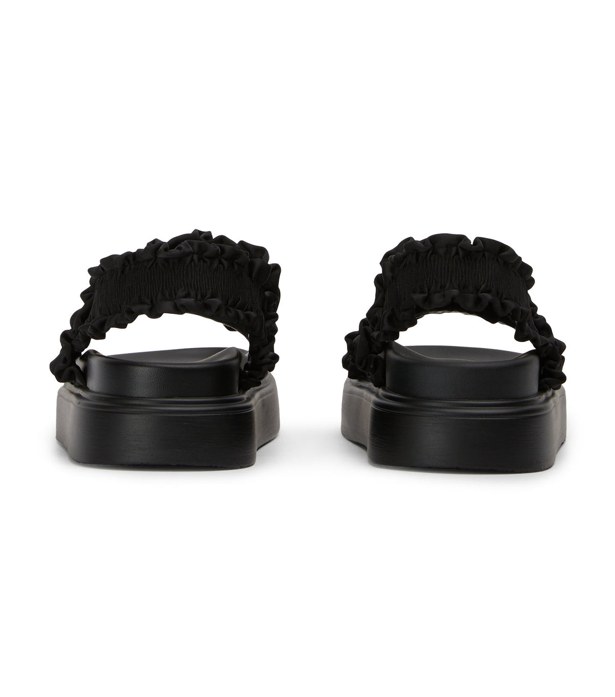 Jerry Black Ruffle Sandals | Tony Bianco