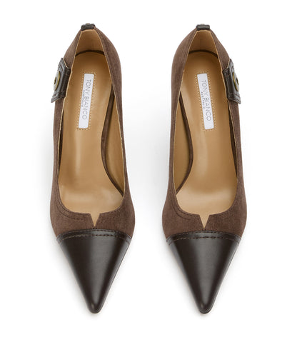 Nessa Espresso Suede/Choc | Tony Bianco
